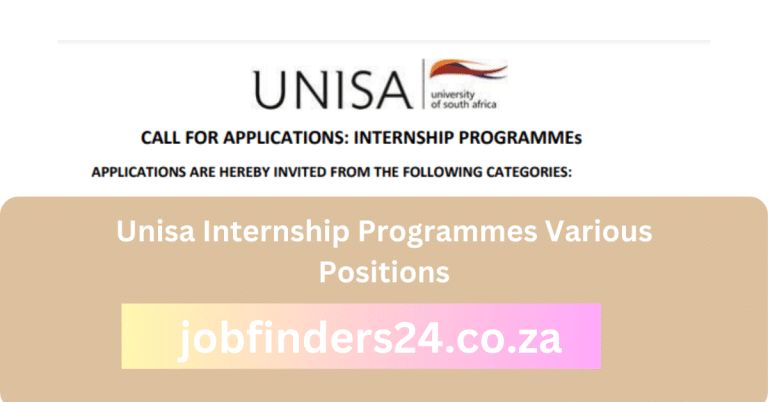 Unisa Internship Programmes Various Positions