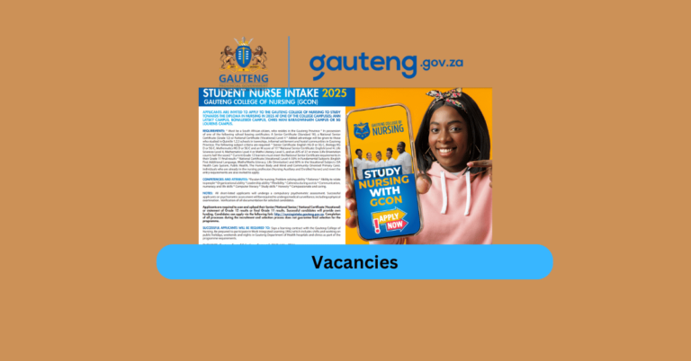 Free Gauteng Student Nurse College Intake 2025 – Now Open