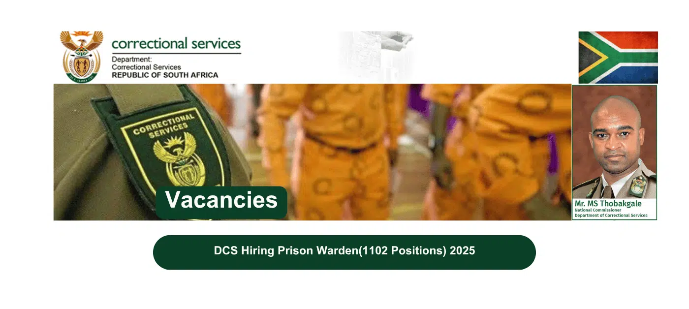 Apply for 1102 Prison Warden vacancies at the Department of Correctional Services (DCS)