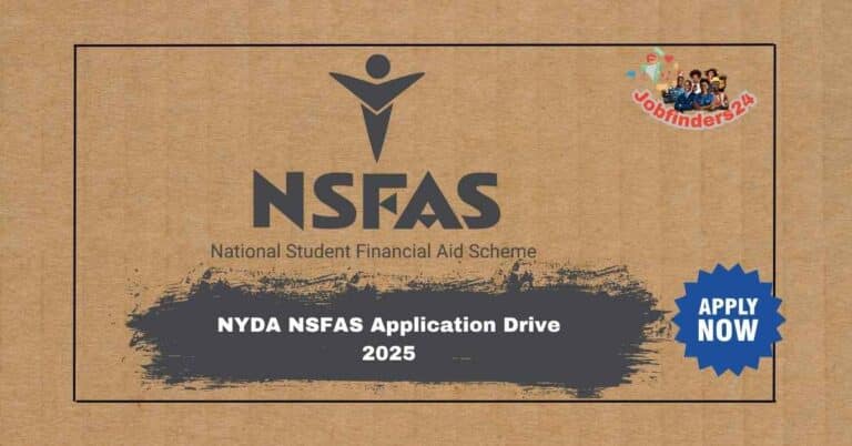 NYDA NSFAS Application Drive 2025 learners receiving funding assistance in South Africa.